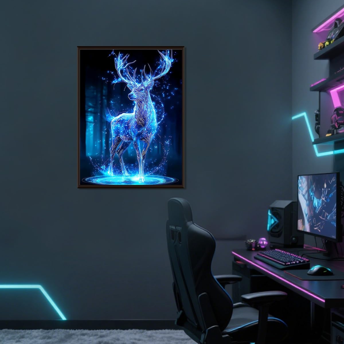 Ohhvvow Glowing Elk Diamond Painting Kits for Adults, 12x16 Inch 5D DIY Full Round Drill Diamond Art Dots for Home Wall Decor, Gift for DIY Craft Lovers & Beginners Ohhvvow