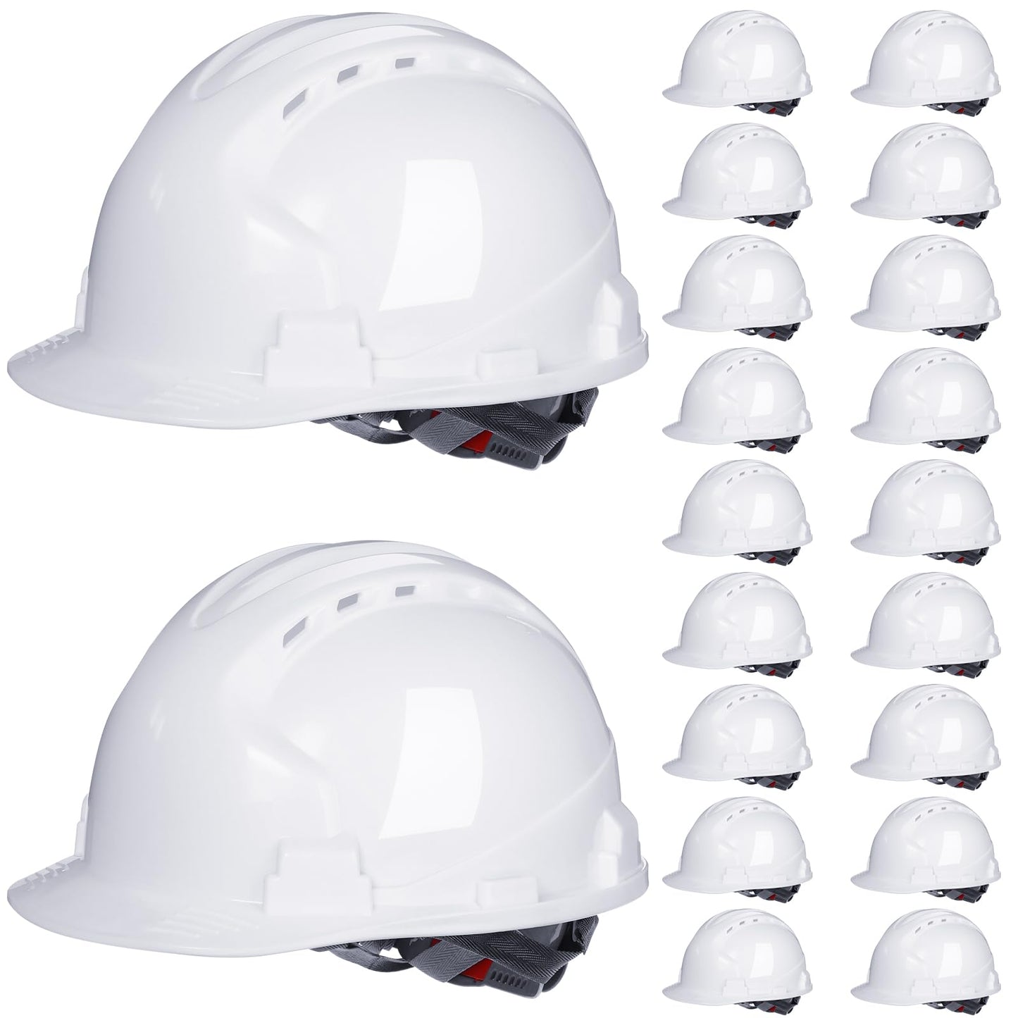 Leumoi 20 Pack 4 Pt. Suspension Hard Hat Bulk Safety Helmets ABS Ratchet Hard Hats Adjustable Construction Hardhats with Vents and Cotton Brow Pad Hard Hats for Men Work Head Protection (Whit - WoodArtSupply