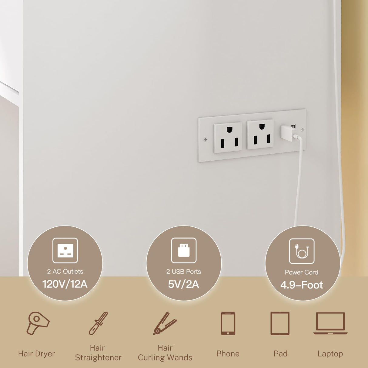 FIONESO Vanity Desk with Large Mirror, Makeup Vanity Table with Power Strip, 10 Lights & 2 Drawers, Dressing Table Set with 3 Lighting Color Adjustable for Women and Girls, Bedroom, White FIONESO