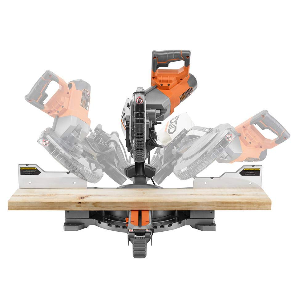 Ridgid R4210 15 Amp 10 Inch Corded Dual Bevel Sliding Miter Saw with 70° Miter Capacity - WoodArtSupply