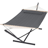 SUNCREAT 2 Person Hammock with Stand, Heavy Duty Portable Hammocks, 475 lbs Capacity, Dark Grey SUNCREAT