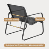 Gizoon Patio Chairs Set of 2, Patio Furniture Set with Metal Frame Glass Table, Outdoor Chairs Set of 2 for Balcony, Bistro Table and Chairs Set for Lawn, Black Gizoon