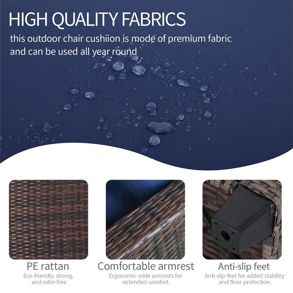 EortheX Outdoor Patio Loveseat,All-Weather Wicker Loveseat with Cushions – Rattan Outdoor 2 Person Sofa Furniture for Garden, Balcony, and Deck,Sectional Patio Love seat Sofa Set - Blue EortheX outdoor fancy