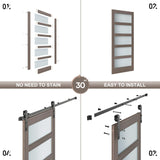 ROYMELO 30 x 84 Inch Glass Sliding Barn Door Slab and 5.5ft Hardware Kit Included, MDF Wood Panel Covered with Water-Proof Scratch-Resistant PVC Surface, Easy to Clean, Simple DIY Assembly ROYMELO