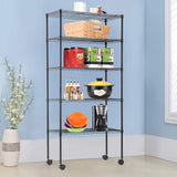 Wire Shelving Unit Metal Shelf Organizer Heavy Duty Wire Rack Storage Unit Rack Utility for Bathroom Office Kitchen (Black, 14" D x 30" W x 60" H) BestOffice