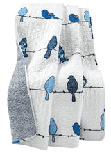 Lush Decor Rowley Birds Reversible Throw Blanket, 50" W x 60" L, Navy - Throw Blankets for Bed - Couch Blanket - Farmhouse Throw Blanket for Couch Lush Decor