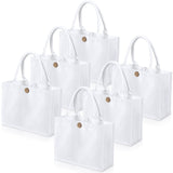 Aliceset 6 Pcs White Blank Sublimation Polyester Tote Bags with Handles Reusable Waterproof Shopping Grocery Bag Personalizing DIY Gift Bag for Wedding Valentine's Day DIY Craft, 12 x 10 x 4 Inch Aliceset