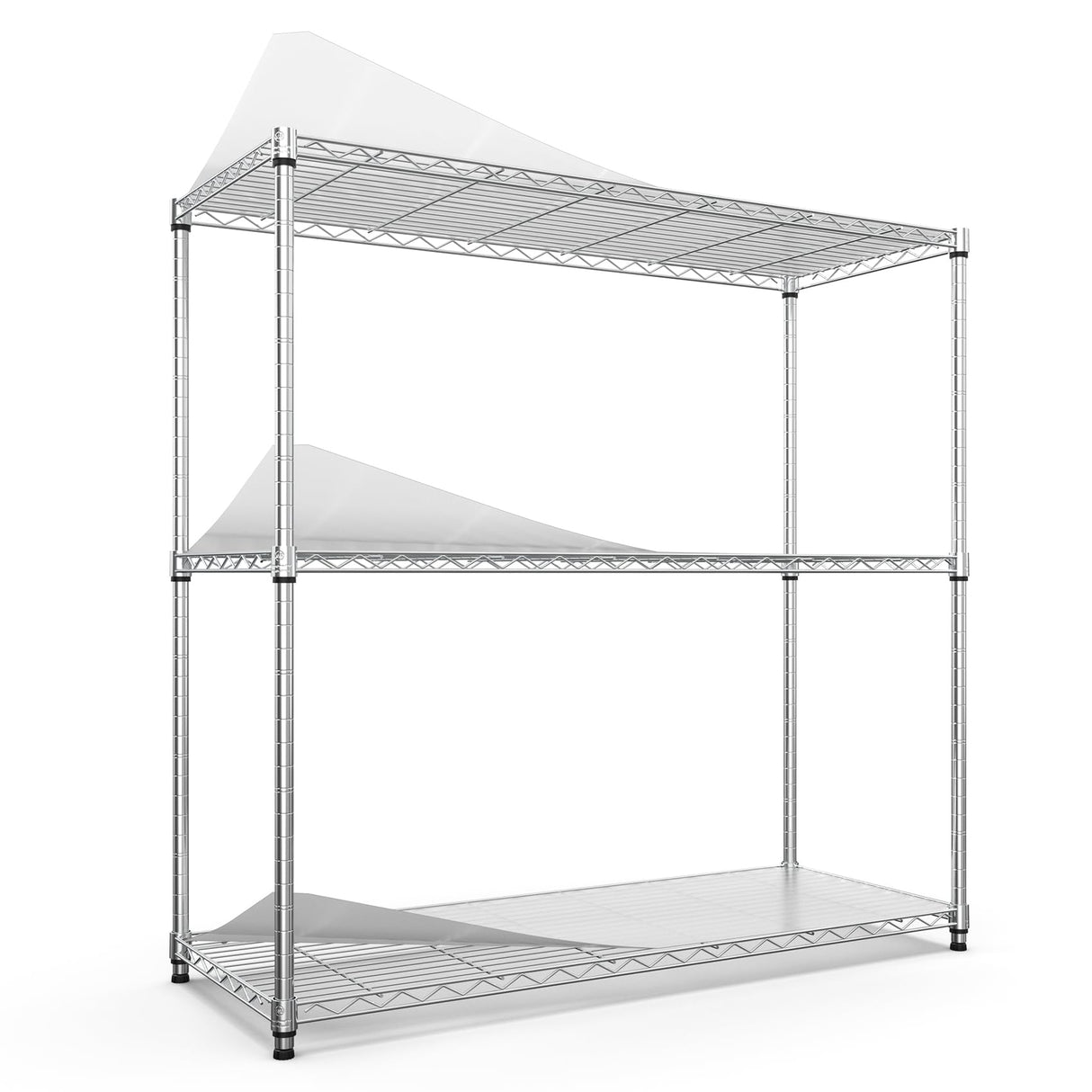pouseayar 3 Tier NSF Metal Shelf Wire Shelving Unit, 1050lbs Capacity Heavy Duty Adjustable Storage Rack with Shelf Liners for Closet Kitchen Garage pouseayar