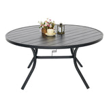 Nixtopia Extra Large Metal Steel 58" Outdoor Patio Round Dining Table for 8 Person Nixtopia