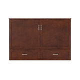 AFI, Marion Queen Wood Murphy Bed Chest with 6" Mattress, Storage Drawer, & Built-in Charger, Walnut AFI