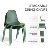 COLAMY Modern Dining Room Chairs Set of 4, Plastic Kitchen Chairs Stackable Patio Chairs with Metal Legs for Indoor, Outdoor, Restaurant, Bistro, Cafe, Light Green COLAMY