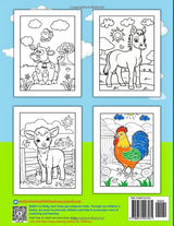 Farm Animals Coloring Book For Kids: 50 Beautiful Coloring Pages with Cute Farm Animals for Kids Ages 4-8 Lindesa