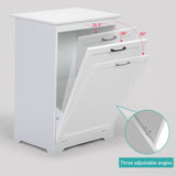 JAXPETY Tilt Out Trash Cabinet Kitchen Trash Can Holder Wood Laundry Hamper Recycling Trash Cabinet with Angle Adjustable Door, White JAXPETY