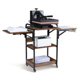 Kokorona 3 Tier Heat Press Table, Movable Heat Press Stand for Storage, Heavy Duty Heat Press Stand with Folding Working Table, Rolling Craft Station for Sublimation Print and Transfer Machine Kokorona