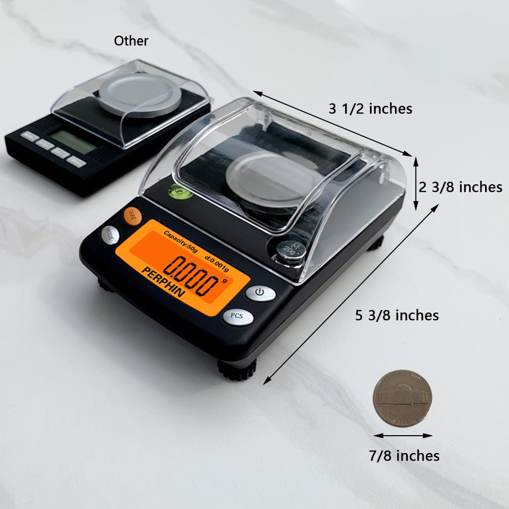 TOPWEIGH Milligram Scale, Dual Powered, Large Display, mg Scale, Adjustable Feet, 50g x 0.001g -Black, Digital Powder Scale, Level Bubble, Accurate and Sensitive TOPWEIGH