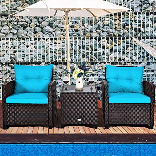3 PCS Patio Furniture Set, OneSize, Turquoise WoodArtSupply