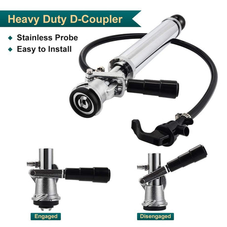 FERRODAY 4" Beer Keg Tap Heavy Duty Complete D-System Keg Pump US Beer Keg Pump for Sankey Keg Party Pump Picnic Keg Tap Keg Hand Pump Draft Beer Kegerator Pump Easy Lock 4 Inch Keg Pump Soda Pump Ferroday