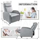 Homall Recliner Chair, Recliner Sofa for Adults, Recliners Home Theater Seating with Lumbar Support, Reclining Sofa Chair for Living Room (Leather, Grey) Homall