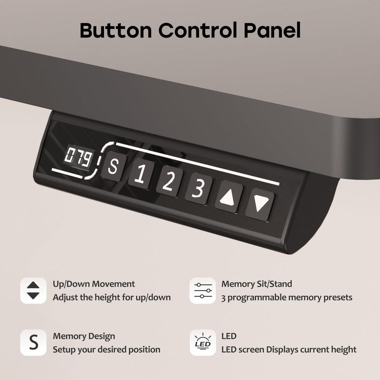 JYLH JOYSEEKER Electric Standing Desk, 48 X 24 Inch Adjustable Height Table, Sit Stand Desk with 2 Hooks, Ergonomic Rising Desk with Splice Board，Black & Rustic Brown JYLH JOYSEEKER