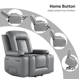 GarveeHome Faux Leather Power Lift Recliner Chair for Elderly, Lift Assist Recliner for Seniors with Heat and Massage Function, Reclining Sofa w/Pockets and Cup Holders CF8008 (Gray, Medium) GarveeHome