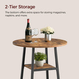 MAHANCRIS Round Bar Table, 37.4" High Pub Top Table with Footrest, 2-Tier Counter Height Cocktail Tables with Storage, Bistro Table for Small Spaces, Easy to Assemble, Rustic Brown BTHR12501N1 MAHANCRIS
