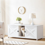 MAHANCRIS Cat Litter Box Enclosure for 2 Cats, 47.2" Hidden Cat Litter Box Furniture with Double Room, Wooden Cat Washroom with Scratching Board, Indoor Cat House End Table, White CWWT1201 MAHANCRIS