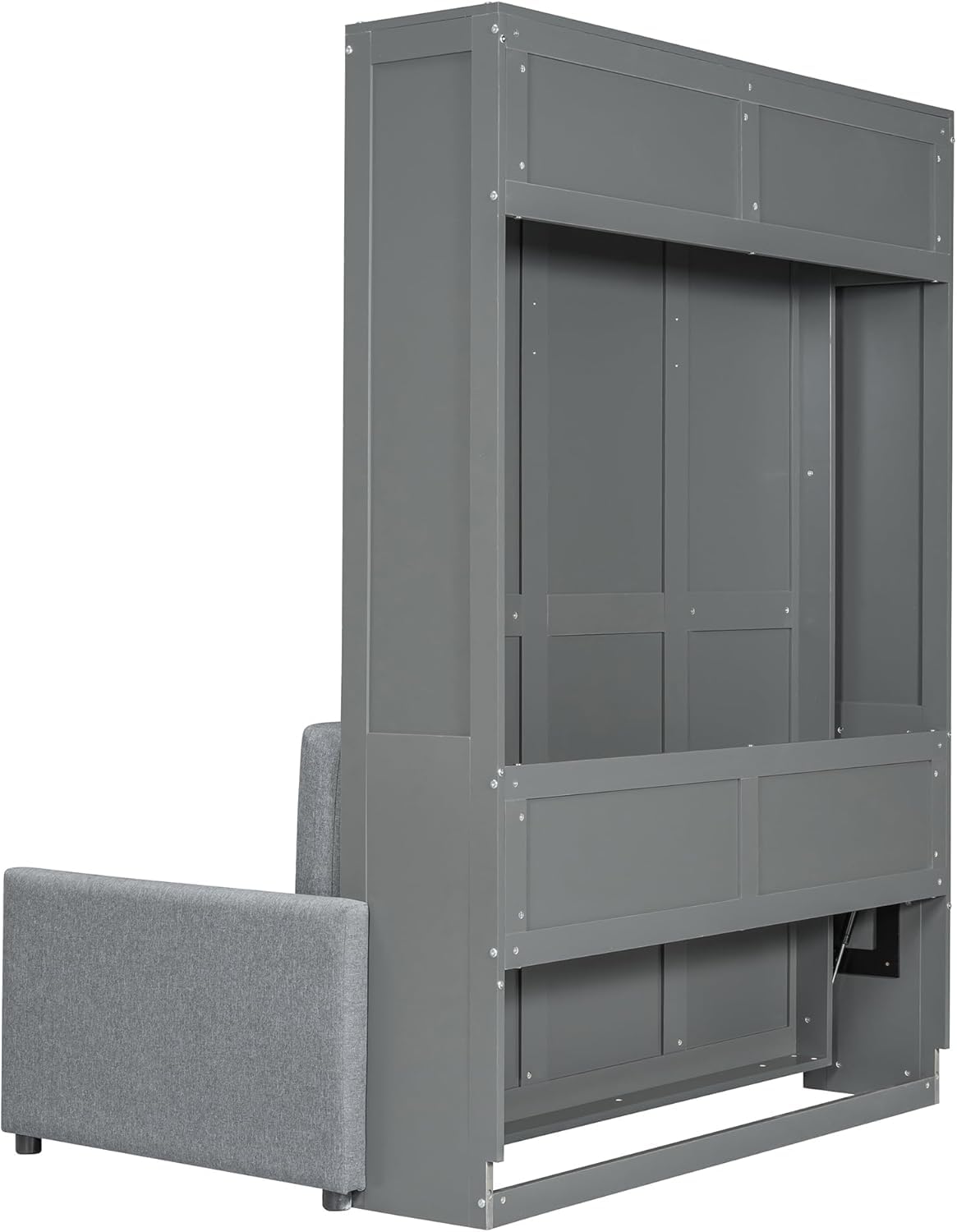 MERITLINE Full Murphy Bed with Couch,Wood Murphy Bed Cabinet with Sofa,Fold up Bed Grey Murphy Wall Bed Full Size MERITLINE