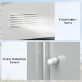 Outsunny 11' x 13' Outdoor Storage Shed, Garden Tool Metal Shed with Foundation Kit, Double Lockable Door, Air Vents and Sloping Roof, for Backyard, Patio, Lawn, White Outsunny