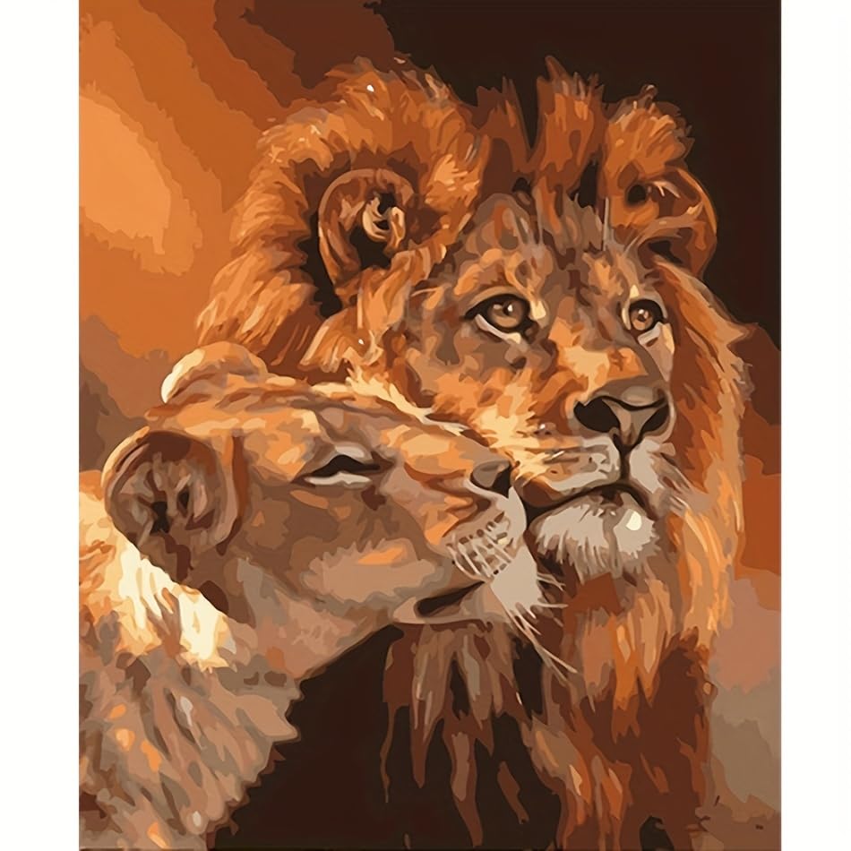 TAOPAOLAB Lion Couple Paint by Numbers Kit for Adults - DIY Wildlife Painting on Canvas 16x20 Inches, Acrylic Paint Set, Suitable for Beginners, Animal Art Kit for Home. TAOPAOLAB