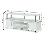 Convenience Concepts Designs2Go Monterey TV Stand with Cabinets and Shelves Home_Furniture_and_Decor, 47.25"L x 15.75"W x 21.25"H, White Convenience Concepts