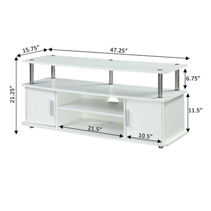 Convenience Concepts Designs2Go Monterey TV Stand with Cabinets and Shelves Home_Furniture_and_Decor, 47.25"L x 15.75"W x 21.25"H, White - WoodArtSupply