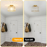 Crystal Ceiling Light Fixture, Modern Semi Flush Mount Ceiling Light, Gold Hallway Lighting Fixtures Chandelier for Kitchen, Close To Ceiling Light Fixtures for Entryway Bedroom, 1-Light, 11Inch Lxybcce