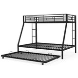 KOMFOTT Twin Over Full Bunk Bed with Trundle, Heavy-Duty Metal Bunk Bed Frame with Guardrail & 2 Ladders, Space-Saving Bunk Bed for Kids/Teens/Adults, No Box Spring Needed KOMFOTT