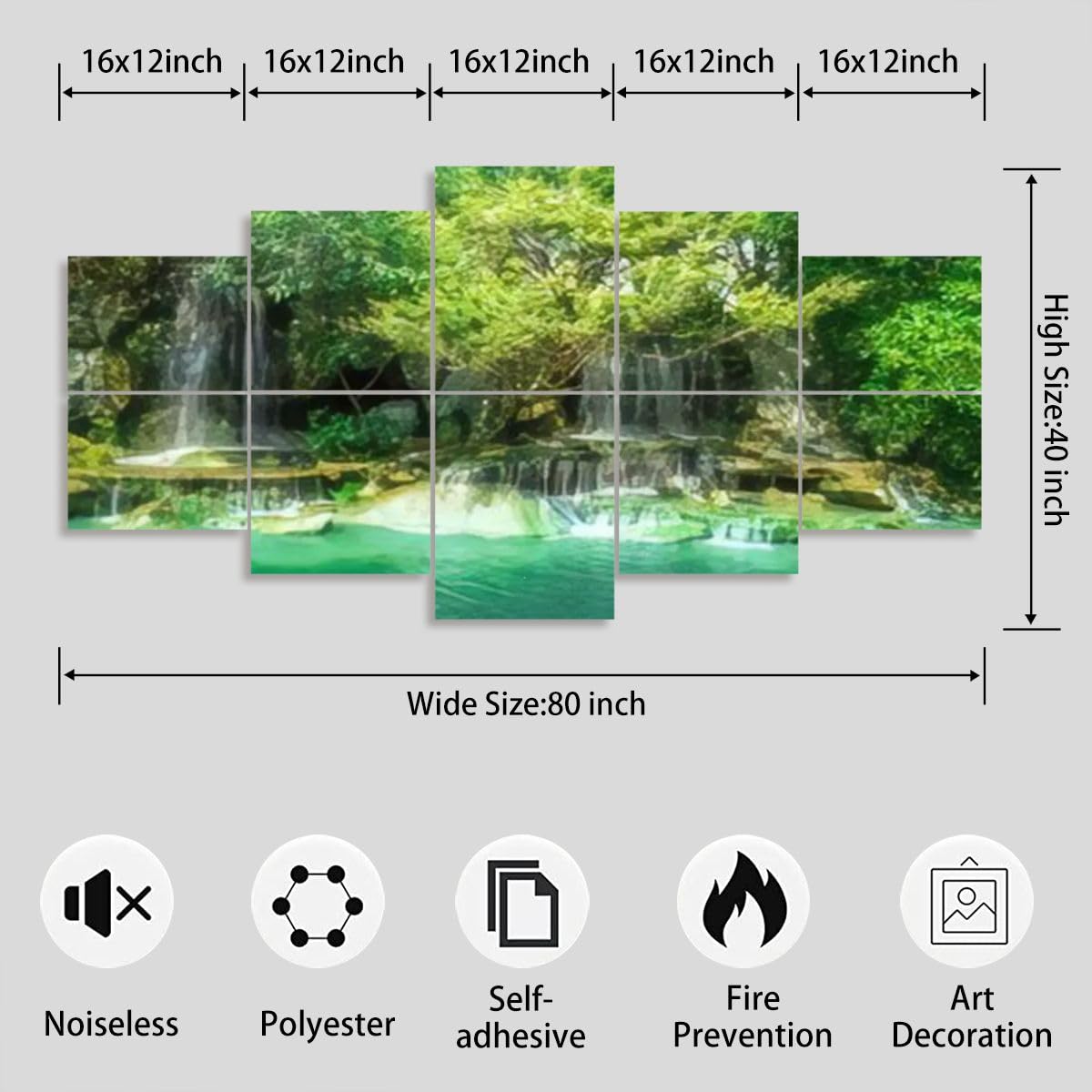 Art Acoustic Panels Of Beautiful Waterfall In Garden At Ratchaburi ProvinceThailand Decorative Sound Absorbing Wall Panel Noise Canceling Soundproof Padding For Home & Office, 10 Pack KEDCOUOREIL