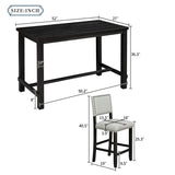 Merax 5 Piece Dining Table Set for 4,Counter Height Kitchen Table Set with One Rectangle Table and 4 Cushioned Chairs for 4 Persons Dining Room Table Set for Small Place Merax
