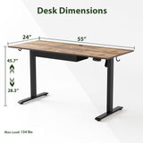 Agilestic Adjustable Height Electric Standing Desk with Storage Wooden Drawer, 55 x 24 Inches Stand Up Home Office Computer Gaming Table for Work Office Home, Rustic Brown Agilestic