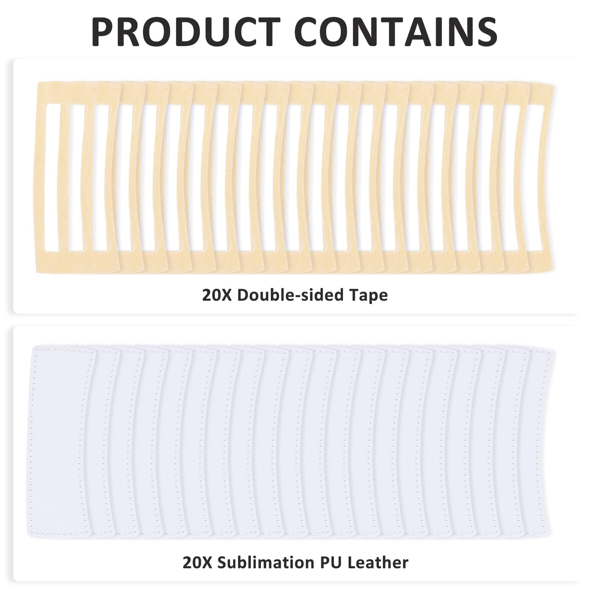 Guiqulai 20 Pack Hair Claw Clips Cover Sublimation Blanks for Square and Rectangular Barrettes, 4 inch, PU Leather, White, Including Strong Double-sided Adhesive for Rectangle Hair Guiqulai