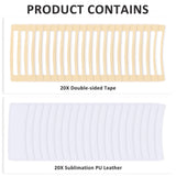 Guiqulai 20 Pack Hair Claw Clips Cover Sublimation Blanks for Square and Rectangular Barrettes, 4 inch, PU Leather, White, Including Strong Double-sided Adhesive for Rectangle Hair Guiqulai