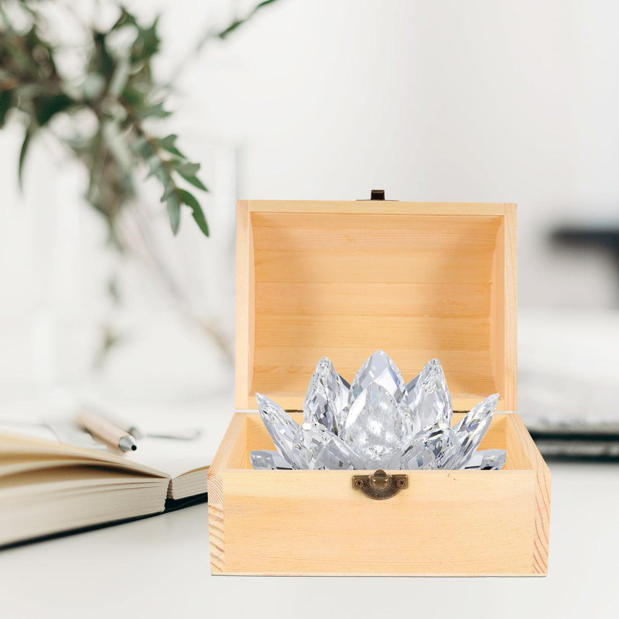 DOITOOL Unfinished Wooden Box with Hinged Lid - Unpainted Jewelry Box & Treasure Chest for Art & Jewelry Storage, 6.3 x 4.5 x 4.7 Inches DOITOOL