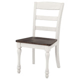 Coaster Home Furnishings - Madelyn - Wood - Set of 2 Farmhouse Dining Side Chairs with Ladder Backs, Saddles, Scooped Seats and Turned Legs - Dining Room - Coastal White and Dark Cocoa - 110382 Coaster Fine Furniture