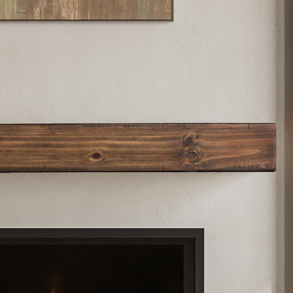 MANTELSDIRECT Dakota 72 Inch Pine Wood Floating Fireplace Mantel Shelf - Mocha Brown | 9" Depth - Beautiful Wooden Rustic Mantel for Fireplaces, Living Rooms, Electric Fireplaces, and Below TVs