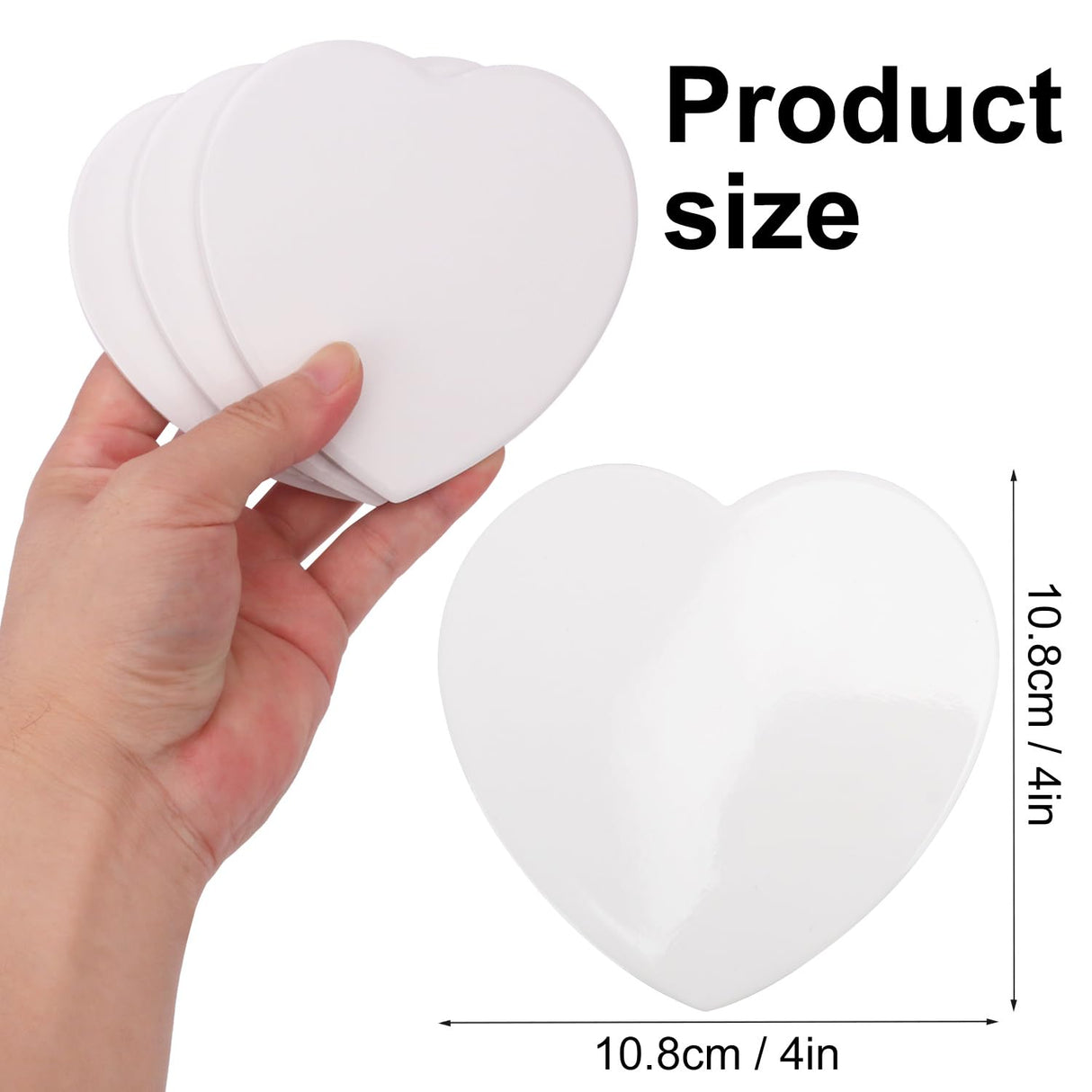 kukmakri 50 PCS Sublimation Blank Ceramic Coasters with Cork Backing Pads, 4.25 Inch Heart Shaped Versatile & Decorative Glazed Ceramic Coasters for Crafting, Absorbent Ceramic Stone Coaster for Drink kukmakri