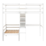 Harper & Bright Designs Twin Loft Bed with L-Shaped Desk, Convertible Loft Bed Frame, Twin Bunk Bed with Shelves and Ladder (White, Twin Loft with Desk) Harper & Bright Designs