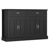 FACBOTALL Sideboard Buffet Cabinet with Storage, 55.1" Large Kitchen Storage Cabinet with 2 Drawers and 4 Doors, Farmhouse Coffee Bar for Kitchen Dining Room, Black FACBOTALL