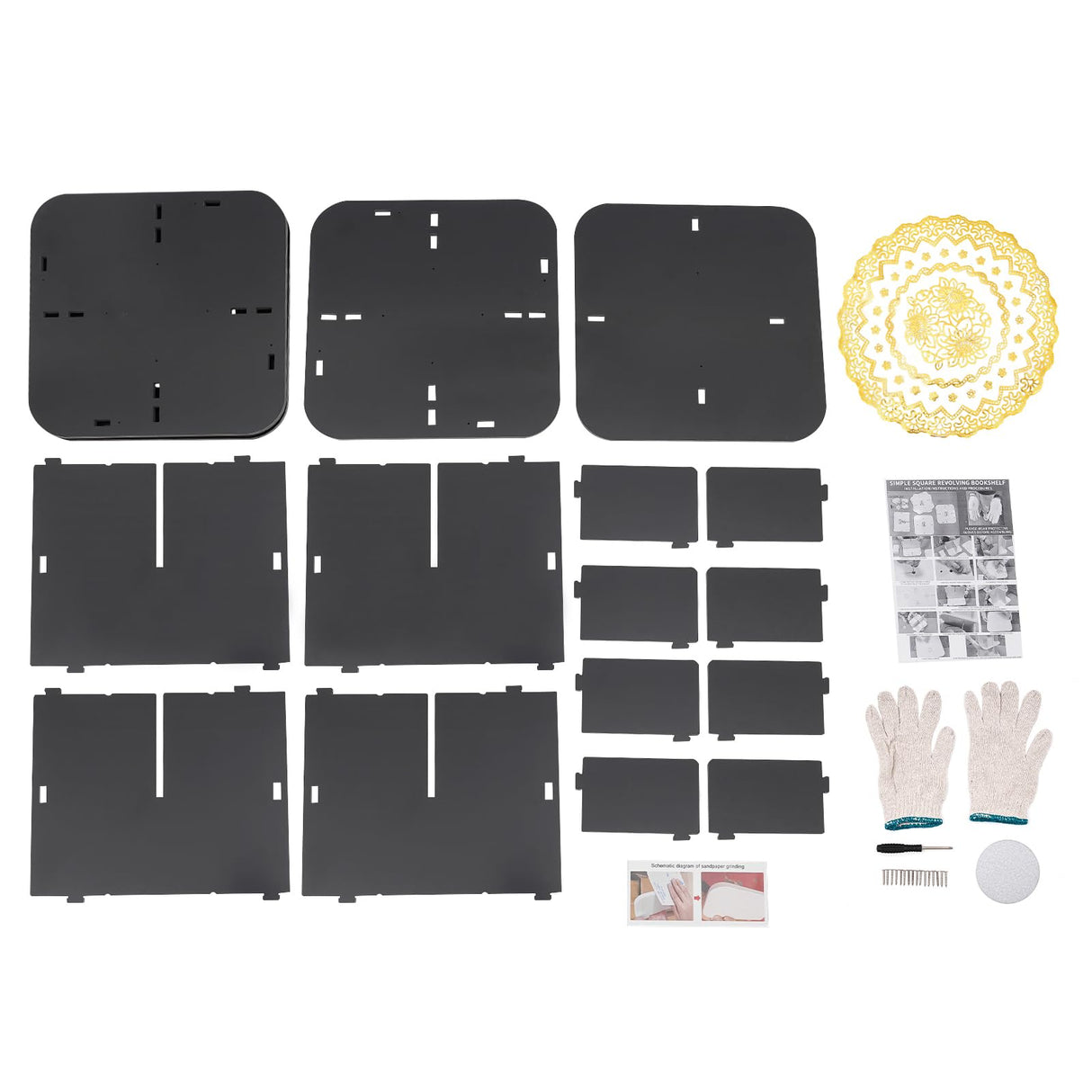 Wingderlier 2-Tier 360° Rotating Black Bookshelf - Space-Saving Stackable Storage Solution Wingderlier