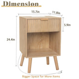 Fultyle Wood Nightstand with Charging Station, Bedside Table with Fluted Drawers and Outlet, Boho Night Stand for Bedroom, Living Room, Office (Rustic Walnut) Fultyle