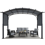 MASTERCANOPY 10x12ft Outdoor Retractable Pergola with Sun Shade Canopy Patio Metal Garden Pergola,Dark Grey MASTERCANOPY