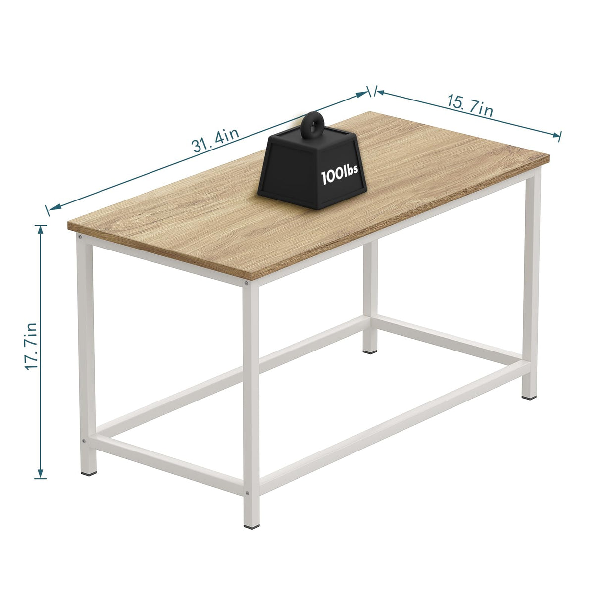 SAYGOER Small Rectangular Coffee Table Simple Modern Open Design Minimalist Center Table for Living Room Small Spaces, Easy Assembly, 31.5 x 15.7 x 17.7, Oak White SAYGOER