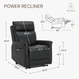 KISLOT Leather Recliner Chair for Adults Wall Hugger RV Recliner with USB Charging Ports Electric Power Reclining Sofa for Living Room Home Theater Seating Bedroom KISLOT