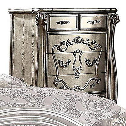 Acme Versailles Wood 5-Drawers Bedroom Chest in Antique Platinum and Gray - WoodArtSupply